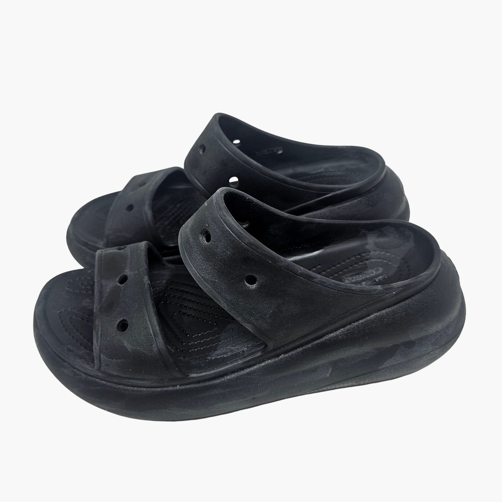 Crocs Classic Crush Sandal Black Platform Two Strap Slide Womens Size 10 207670